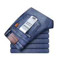 New Spring Autumn Men Classic Jeans Business Fashion Straight Regular Blue Stretch Denim Trousers Men's Smart Jeans 1