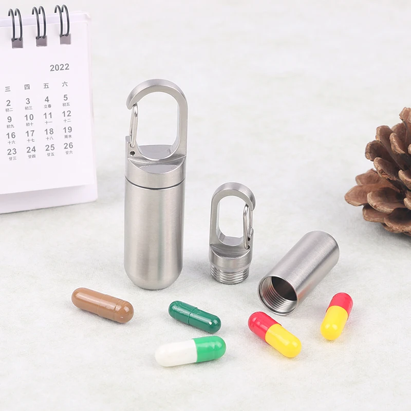 

Водонепроницаемый герметичный мини-контейнер для таблеток из нержавеющей стали, подвеска Firstaid для кемпинга и путешествий на открытом воздухе, портативный органайзер для таблеток