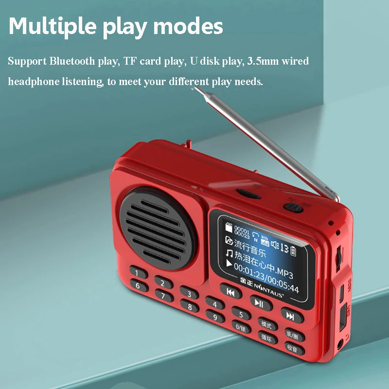 Mini Portable FM Radio LED Display Radios Receiver Wireless Bluetooth Speaker HD Recorder Support Lyrics Display Timed Play