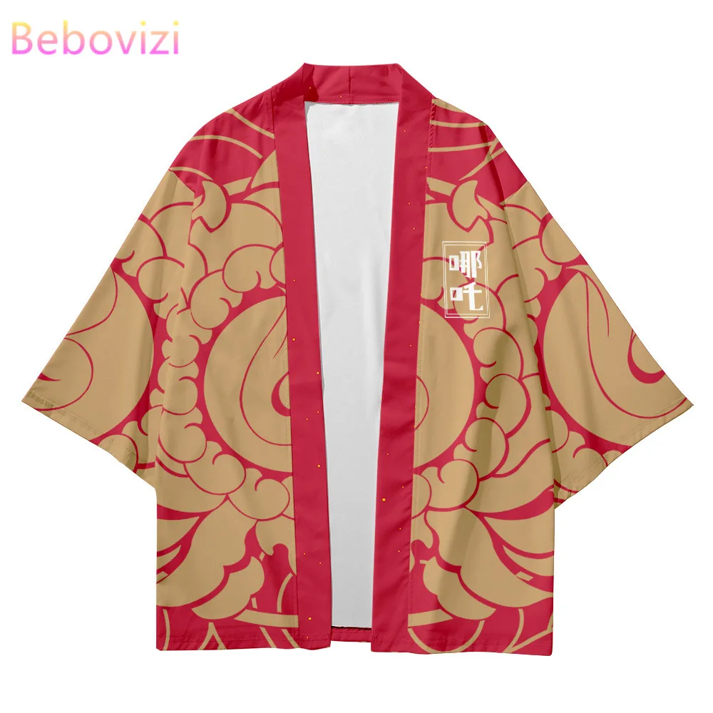 느슨한 레드 비치 일본식 기모노 스트리트 웨어 남성 여성 카디건, 일본 사무라이 애니메이션 코스프레 하오리 유카타 하라주쿠 상의 가운  Best5