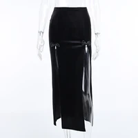 Vintage Black Velvet Split Skirt 3