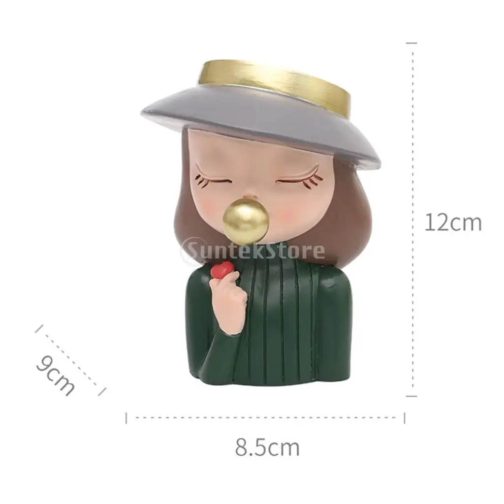 Flower Pot Resin Cute Girl Succulent Vase Succuletn Pot Pen Holder Flower Pot Bonsai for Home Tabletop Decoration