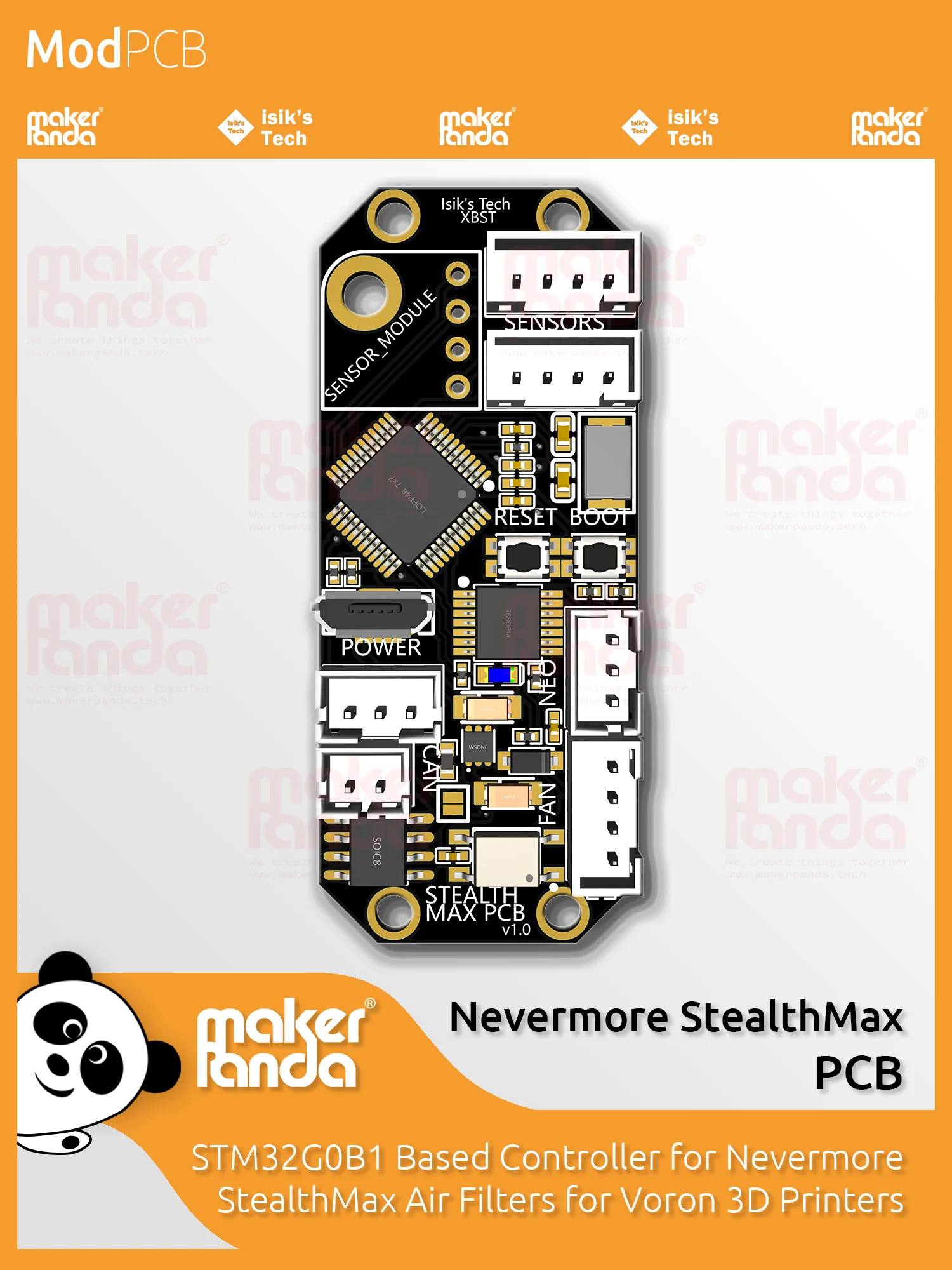 makerPanda Nevermore StealthMax Печатная плата для воздушных фильтров Nevermore, разработанная Islk's Tech