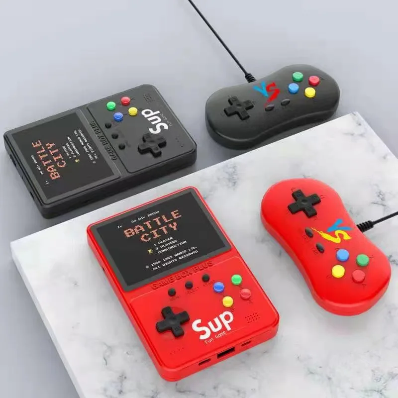 2-in-1 휴대용 게임기 & 5000mAh 보조배터리 500가지 클래식 게임, 2인용 모드 & TV 출력 기능 (여행용)