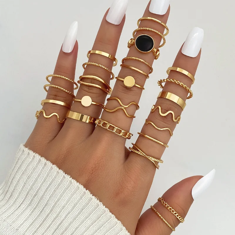 Ifkm New Geometry Rings Set Per Le Donne Fashion Open Regolabile Wave Finger Rings Charm Simple Delicatezza Accessori Per Gioielli Regali