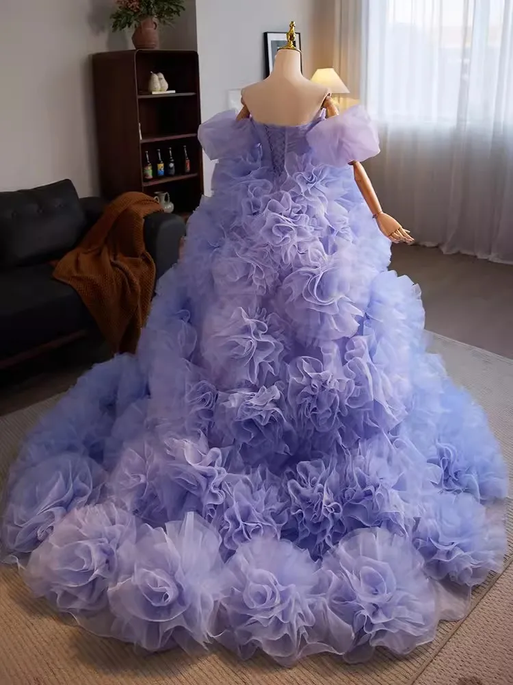 

Real Picture Stock Purple Quinceanera Dresses For 15th Girl Sweetheart Ruffle Puffy Skirt Birthday Party Prom Dress Vestido 16