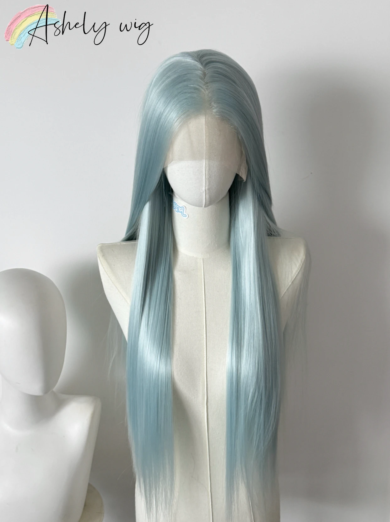 Light Blue Lace Front Wig for Women 24inch High Quality Cosplay Wig Heat Resistant Synthetic Lace Wigs for Daily Use Cosplay