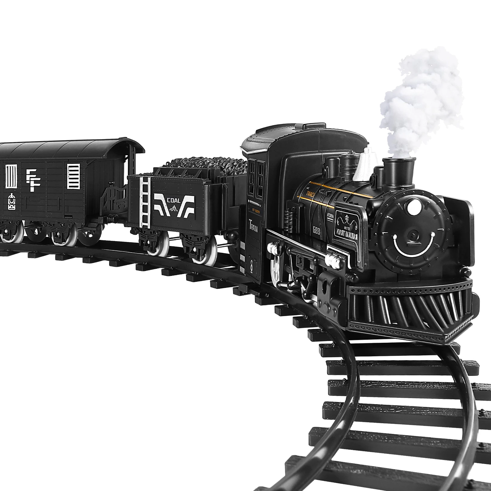 O trem das crianças ajustou o trem modelo a pilhas brinquedos 4 seções trem  a vapor com veículos da carga locomotiva brinquedo educacional - AliExpress