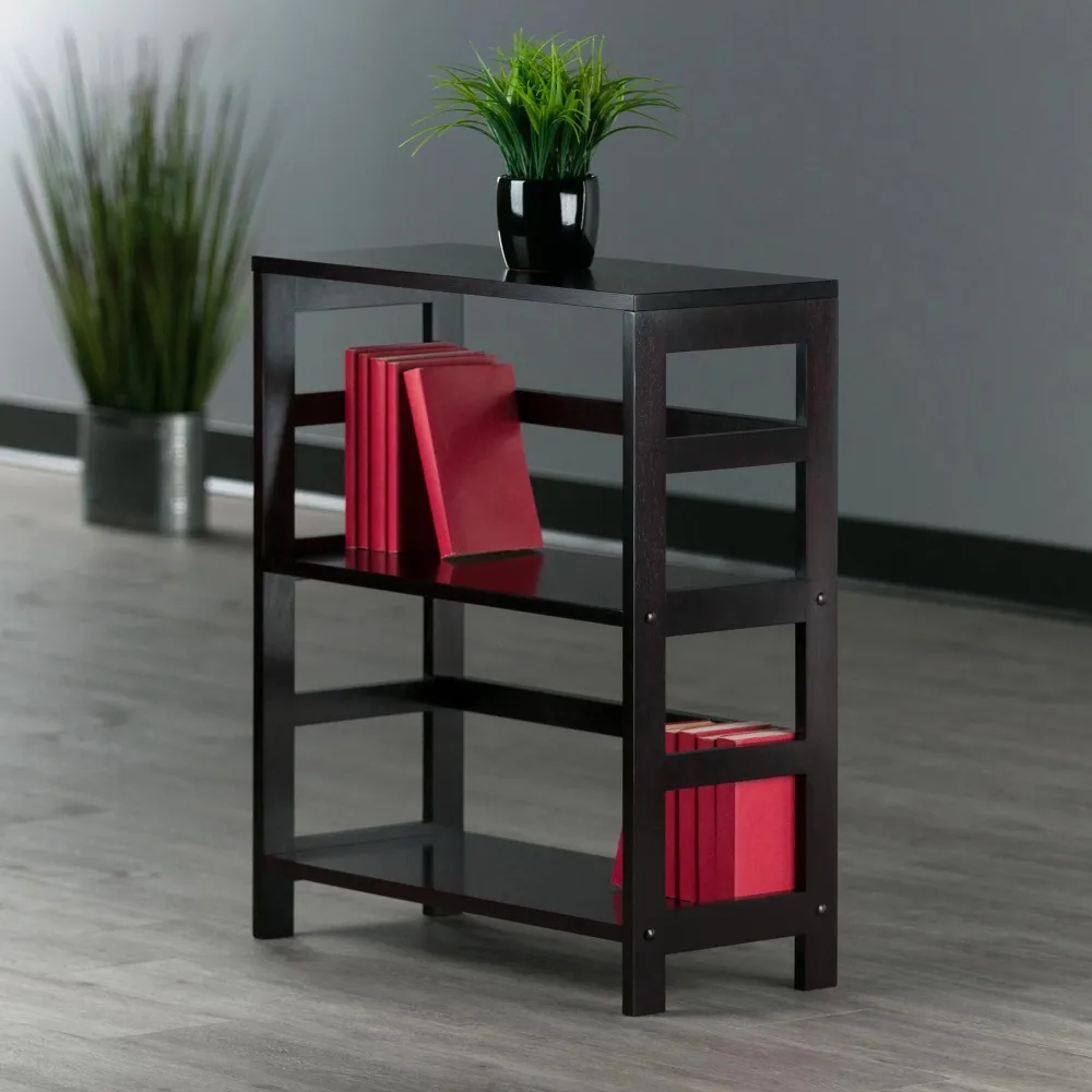 

Wood Leo 2-Tier Freestanding Shelf, Espresso Finish