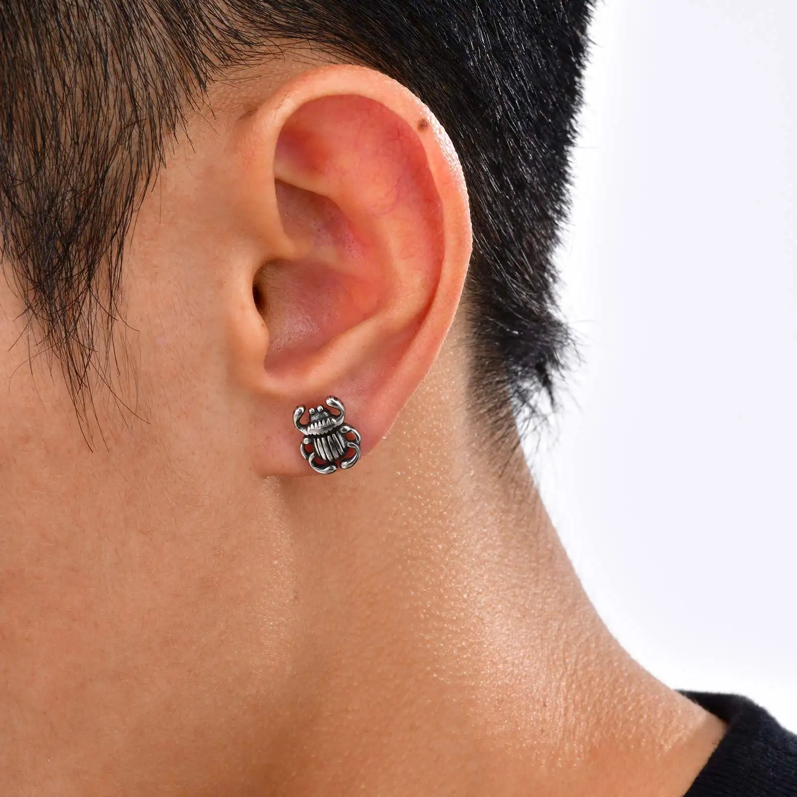 Scarab Beetle Cartilage Stud Earring,Anti Allergy Insect Stud Earring,Helix Earlobe Labret Piercing Earring
