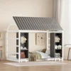 Wooden Twin Size House Bed for Kids,Includes Two Movable Wardrobes,Children Beds Features Cozy Fence and Roof 1