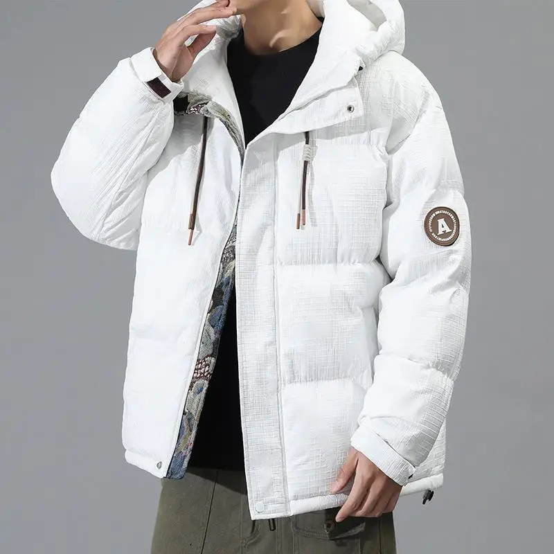 Fashion 2023 Autumn Winter Cotton-Paaded Jackets Men's Casual Tops Hooded Down Coats Outwear Loose Solid Warm And Thick Parkas