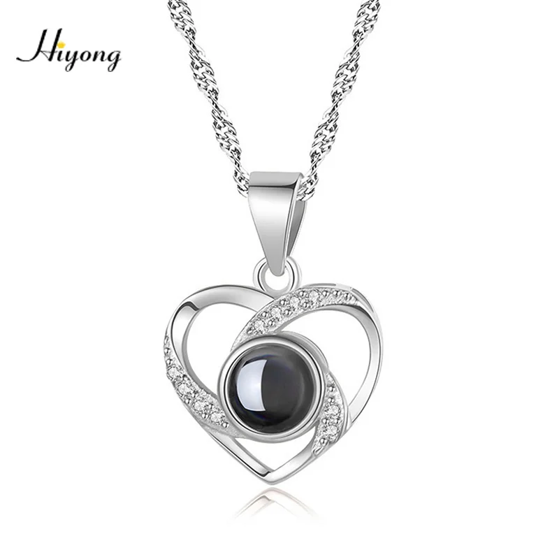 

Trendy Customized Photo Projection Pendant Necklace Photo Custom Projection Necklace Woemn Heart Pendant Jewelry Valentines Gift