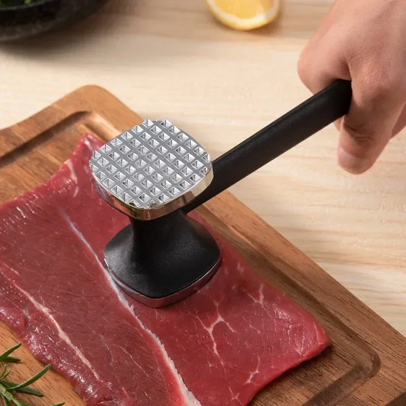 Steak Hammer Mallet Double-Sided Zinc Alloy Meat Tenderizer Hammer Pork Chop Steak Meat Mallet Rubber Portable Kitchen Tools Meat Tenderizer Hammer