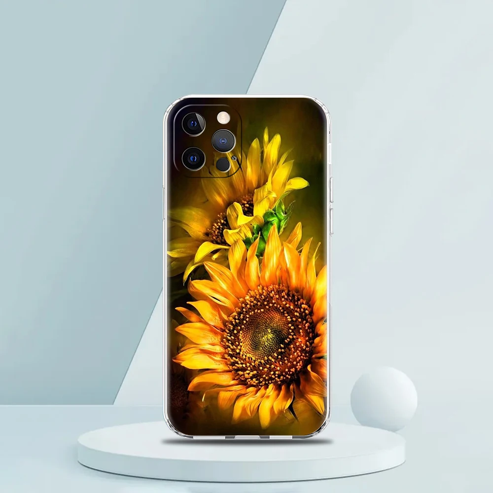 Sunflower Transparent Soft Phone Case - Floral Design Protective Shell Cover