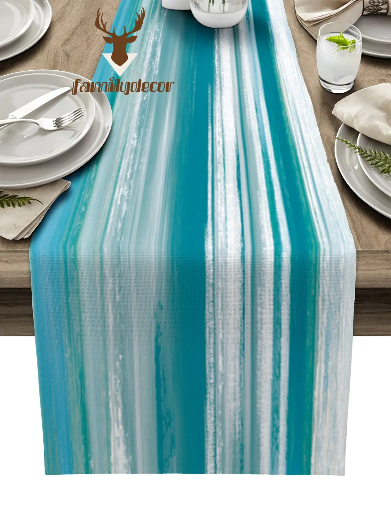 Abstract Cyan Turquoise Texture Table Runner Wedding Table Decoration