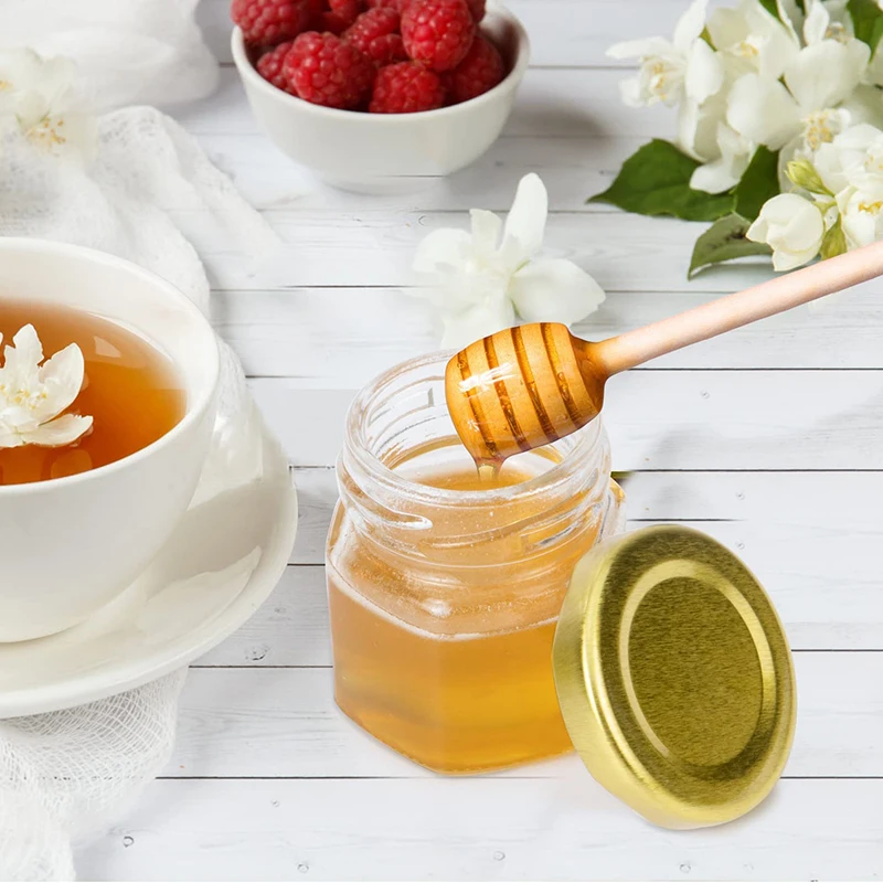 24pcs 1.5OZ 45ml Mini Hexagon Glass Jars With Gold /Silver/black Lids,for Jam,Honey,Candies, Spice Jam glass bottles storage jar