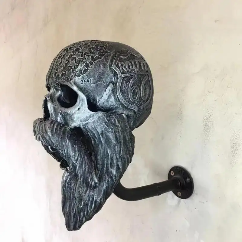 Helmet Clips Skull Helmet Holder Wall Mounted Motorcycle Hanger Resin Crafts Decoration