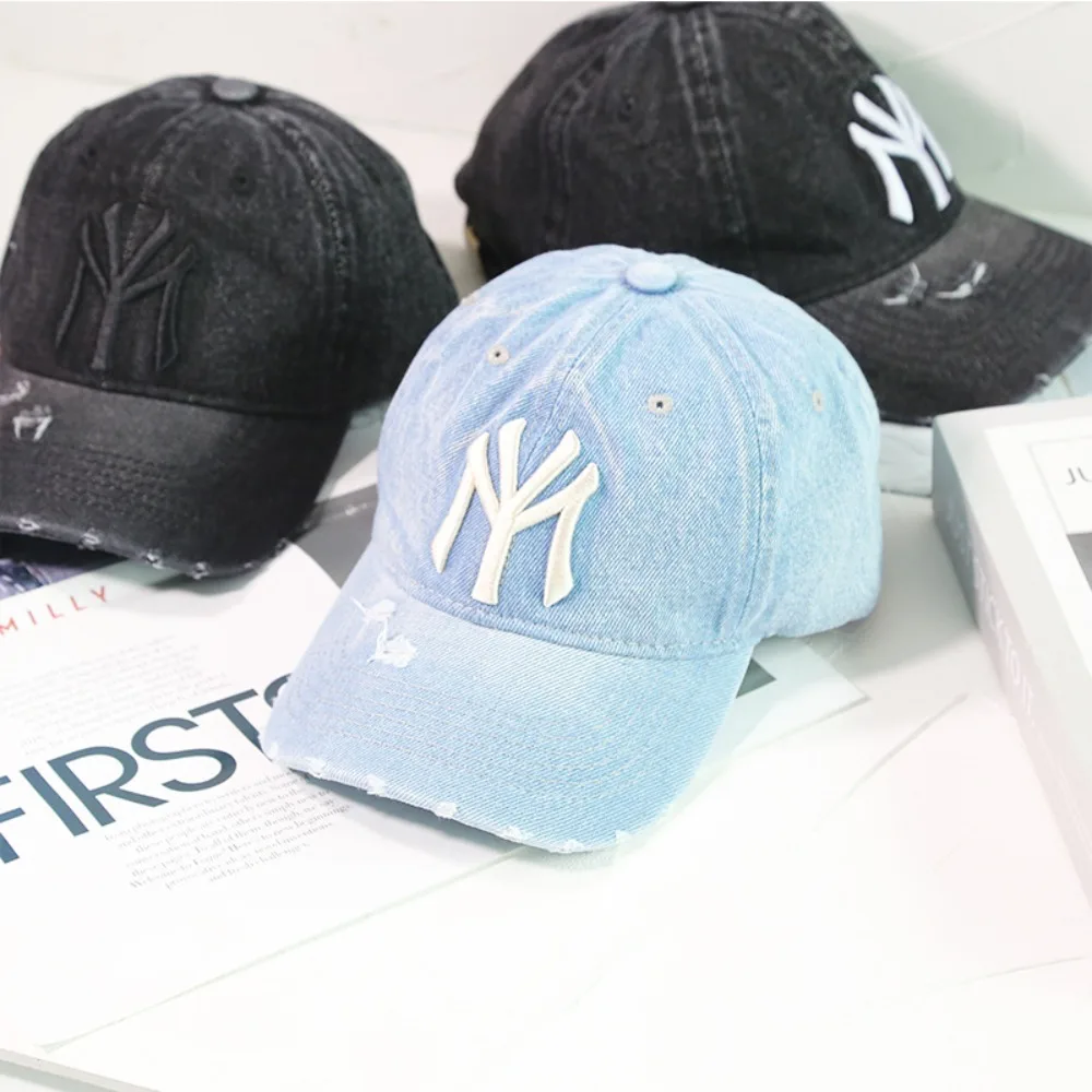 

Denim Fabric Washed Denim Baseball Cap New Non Fading Washable Black Vintage Y2k Dad Hats Soft Breathable Soft Top Sunshade Hat