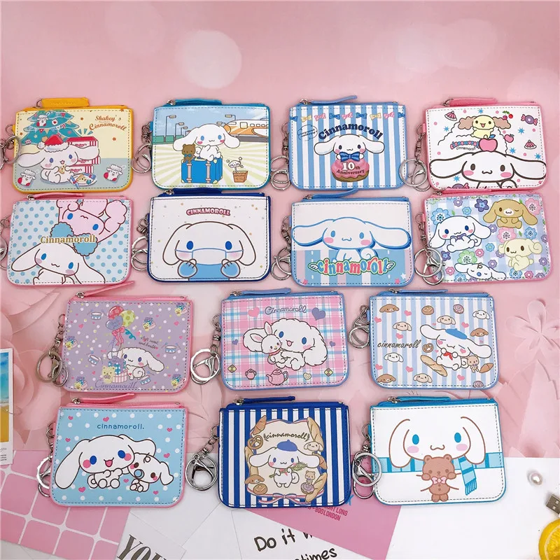 

Sanrio Cinnamoroll Anime Cartoon Pu Change Purse Student Meal Card Bus Card Id Card Protective Cover Kawaii Products Girl Gift