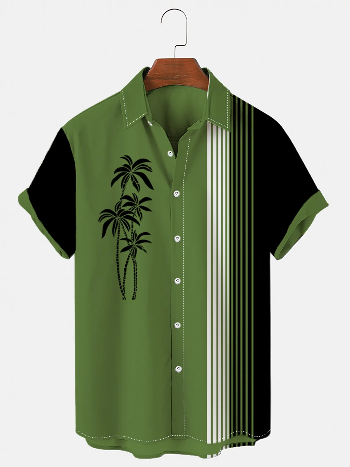 

2024 Hawaii 3D printed Coconut Tree Beach Cardigan Short Sleeve Men's Shirt Large Size