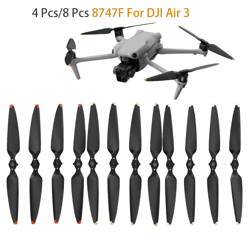 Hélices DJI Air 3 - Lot de 4 ou 8 Pales Or, Orange, Argent