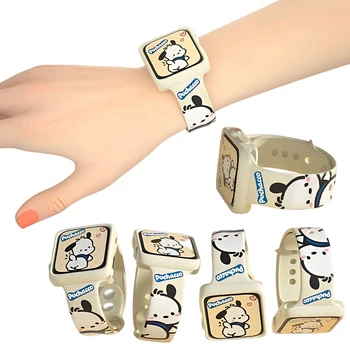카와이 만화 산리오 포차코 스트랩, 애플 워치 1, 2, 3, 4, 5, 6, 7, 8 SE 실리콘 스포츠 밴드, 38mm, 40mm, 41mm, 42mm, 44mm, 45mm