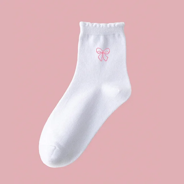 5Pairs Girls/Kids' Athletic Ruffle Socks, Adorable Bow Design, Fashion , Soft & Breathable Sports/Casual Mid-Calf Socks, Suitabl 2