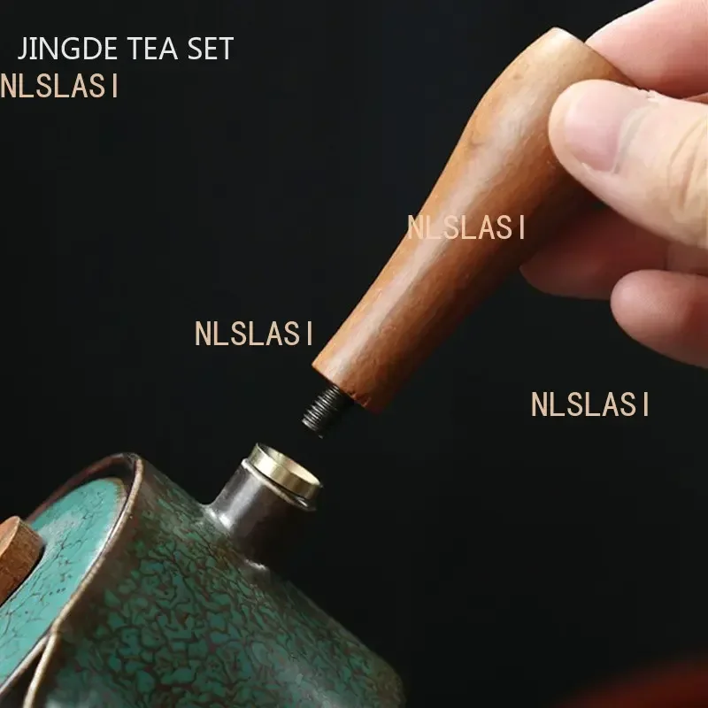 Japanese Ceramics Tea Pot Retro Kiln Alteration Solid Wood Handle Filter Teapot Household Porcelain Beauty Kettle Tea Set