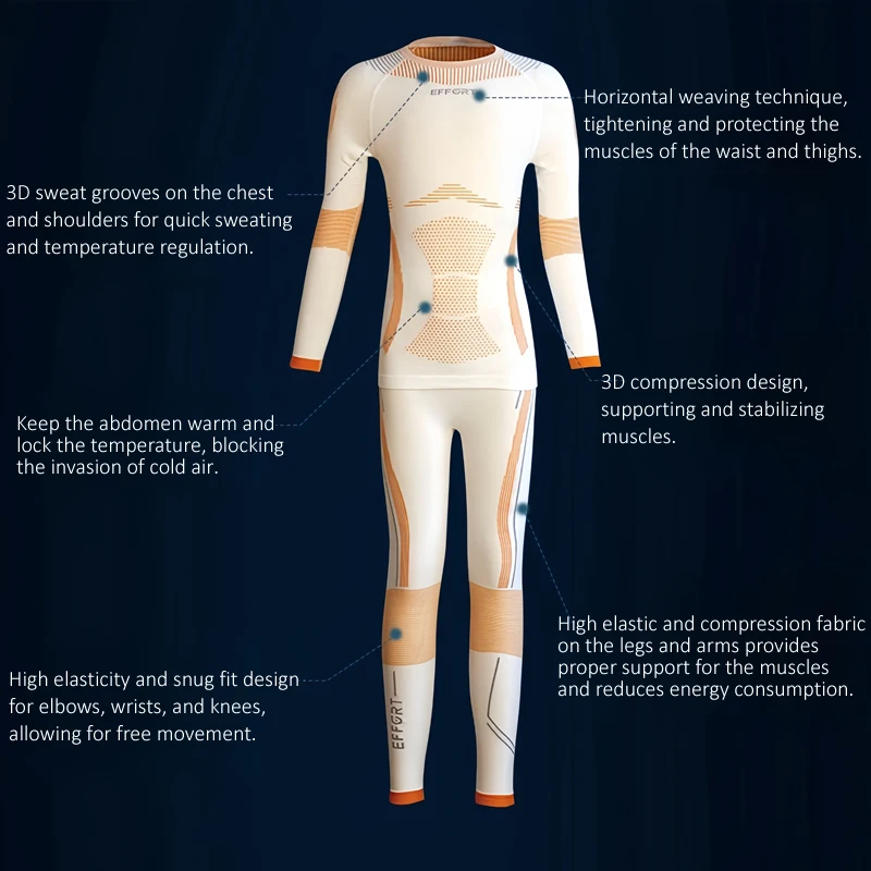 Kids Ski Thermal Underwear Set Perspiration Compression Boys Girls Winter Outdoor Sports Tracksuit Quick Dry Breathable Seamless 5
