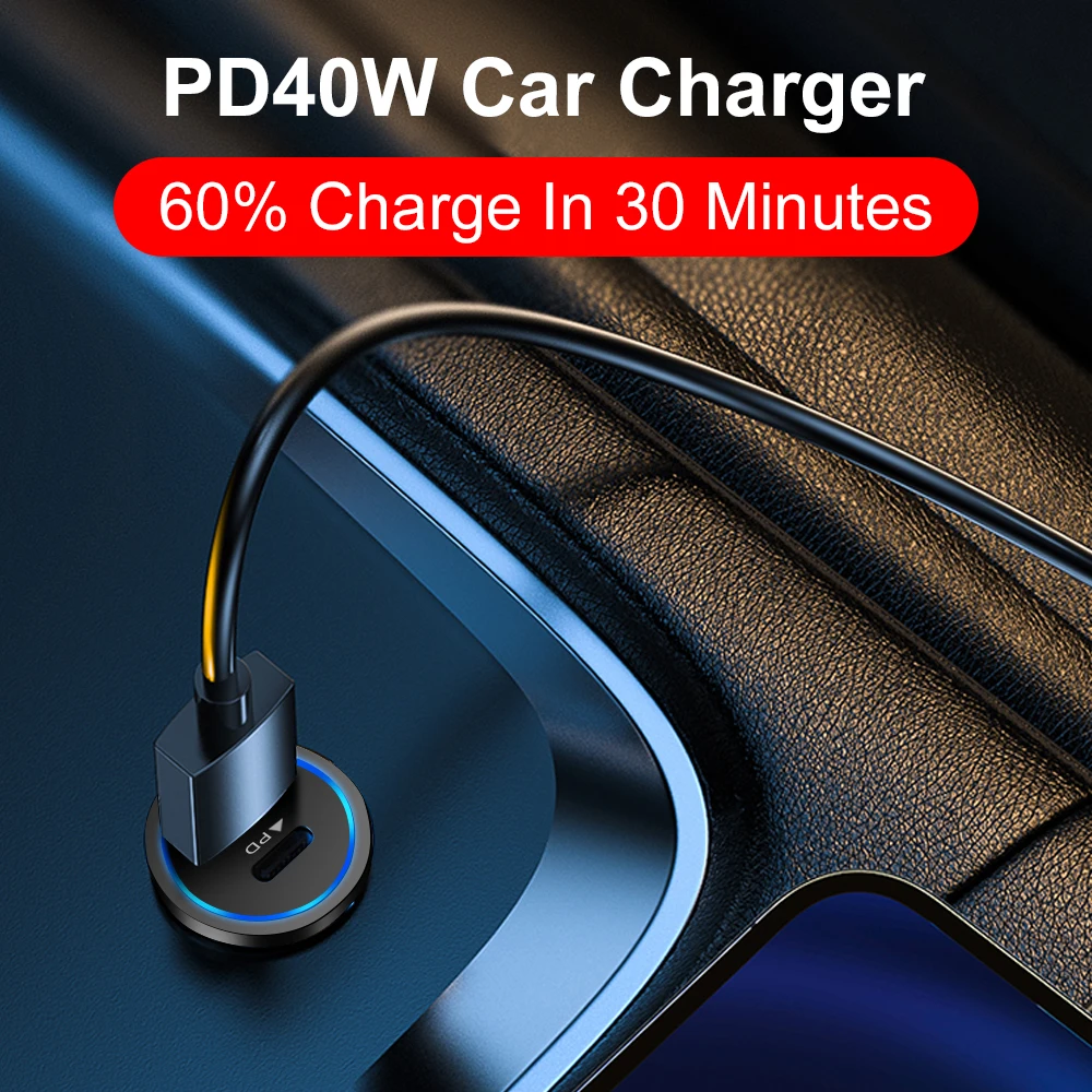 40W PD Mini Car Charger Type C Fast Charging USB C Phone Charger For iPhone 15 Samsung Xiaomi Huawei Quick Charging Car Adapter