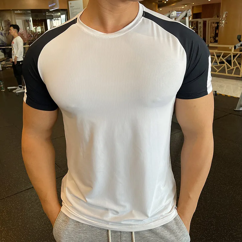 Mens Running Compression T-shirt Breathable Football Sweatshirt Tight Sportswear Fitness Short Sleeve Shirt Workout Rash Guard