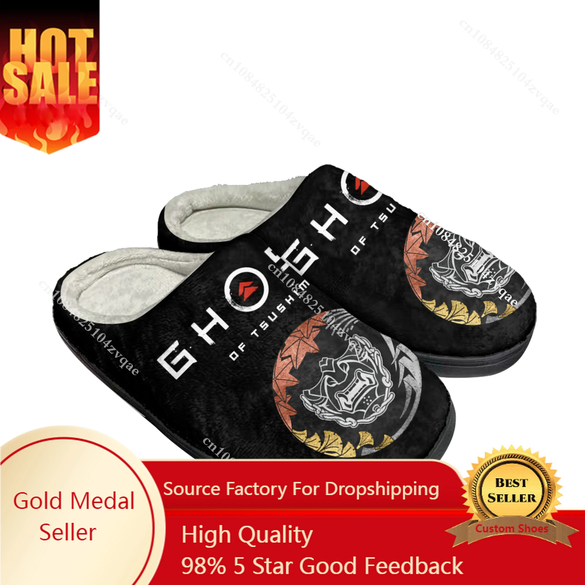 

Ghost of Tsushima Home Cotton Slippers Cartoon Game Men Women Teenager Plush Bedroom Casual Keep Warm Shoes Tailor Made Slipper