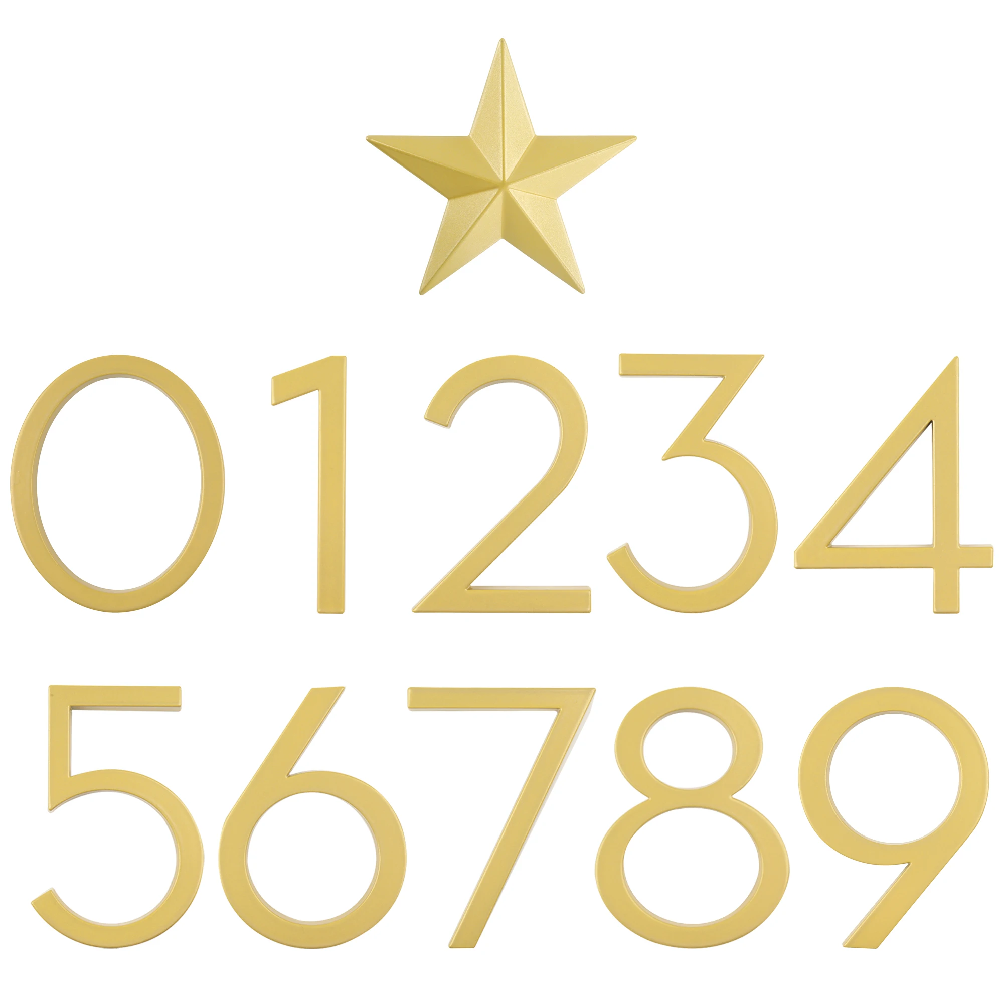 House Number Signs Outdoor 1pc 125mm 5 inch Golden Zinc Alloy Apartment Door Numbers Mailbox Address Sign #0-9 With Screws