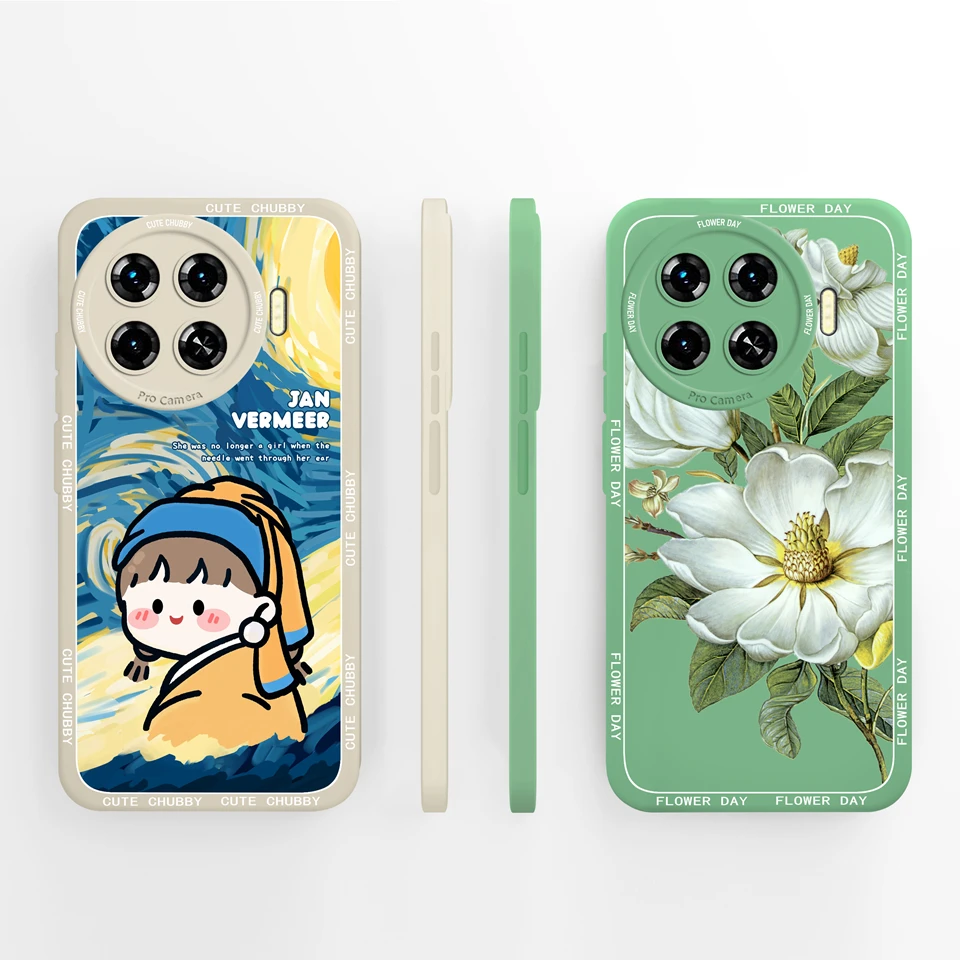 Love Heart Flower Liquid Silicone Durable Fashion Simple Cover for Tecno Spark 20 Pro Plus