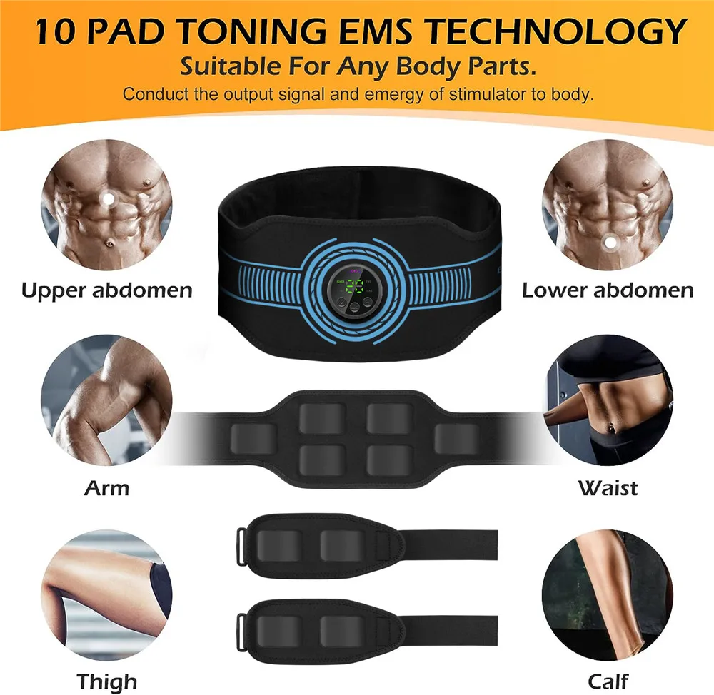 ABS Muscle Stimulator Toner Abdominal Trainer Belt Body Ab Slimming Machine Abdomen Arm Leg Fat Burn Fitness Workout Equipment - Image 4