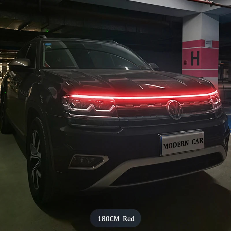thumbnail image 1 of Luces LED para capó de coche con escaneo dinámico secuencial, tira de luces para faros delanteros, lámpara de ambiente decorativa para coche, DRL, blanco y rojo, 1 of 5