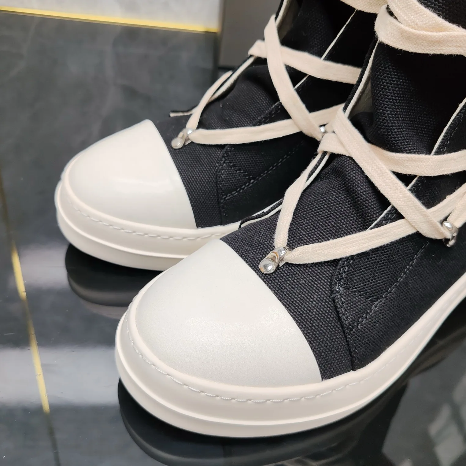 Rick shoes classic pentagram high-top shoes Chaonan high street owens zipper couple models