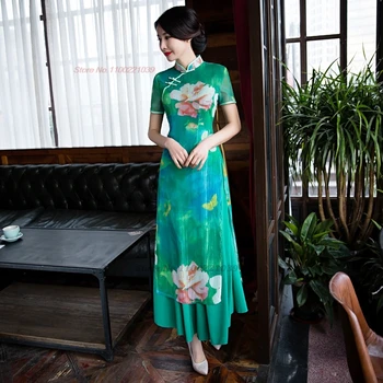 2025 cinese migliorato qipao abito a trapezio stampa floreale nazionale vietnam tradizionale abito aodai abito da sera per banchetti orientali 1