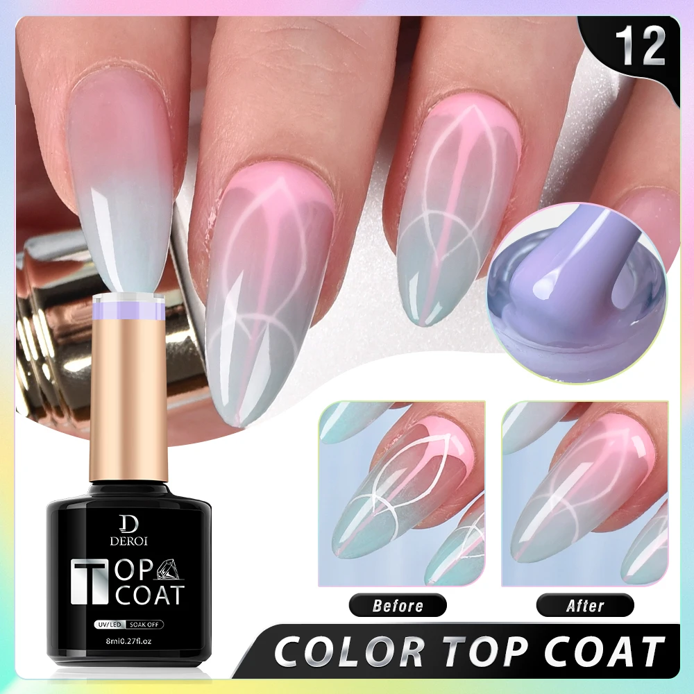 CNails No Wipe Gel Top Coat Glitter Solid Topcoat Matte Nude Top Coat Auroral Varnish Soak Off Flake UV Gel Polish Nail Art 8ml 6