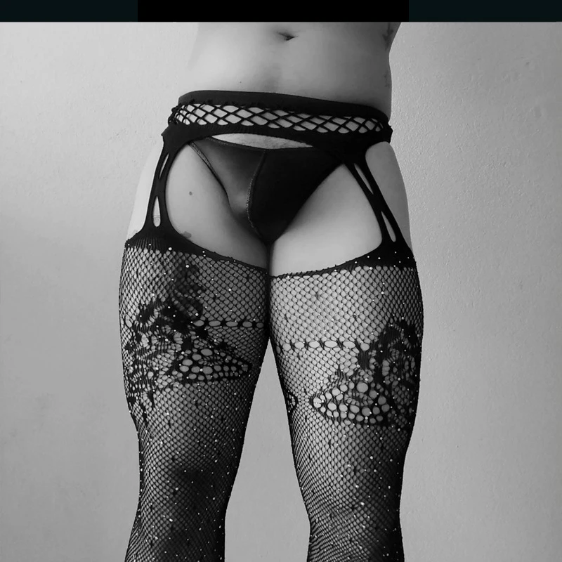 Pantyhose for Mens Sexy Fishnet Body Stockings Erotic Sissy Clothes Cool Man Lingerie High Elastic Sex Tights Medias De Hombre men