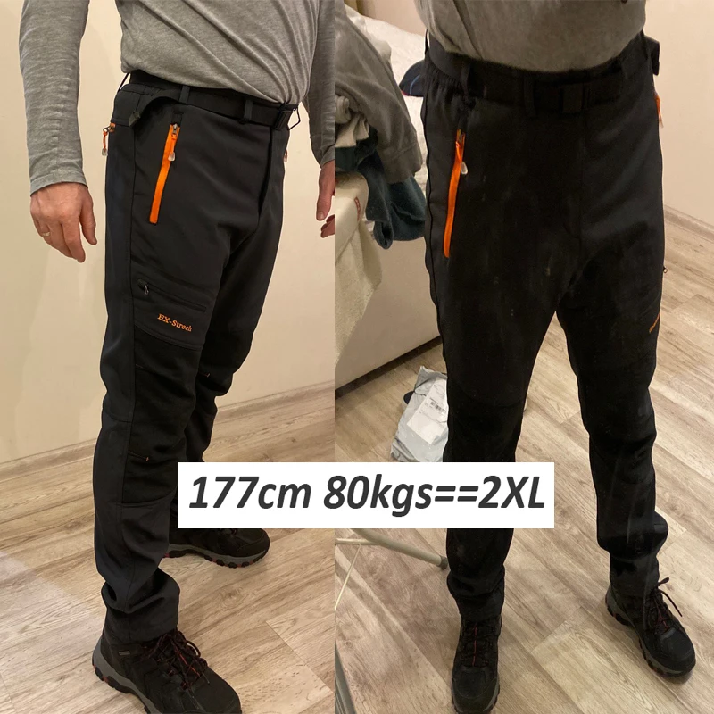 Men Oversized Plus size Winter Softshell Fleece Outdoor Pants Trekking Fish Camp Climb Hiking Ski Warm Travel Trousers Free ship