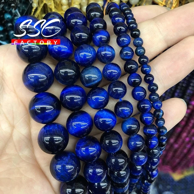 5A Quality Natural Stone Blue Tiger Eye Beads Round Loose Beads 6 8 10 12mm For Jewelry Making DIY Charm Bracelet 15