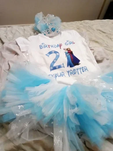 Disney Princess Frozen Elsa Anna Birthday Girl T-shirt Kids Clothes 1 2 3 4 5 6 7 8 9 Years Girls T shirt Children's clothing 2