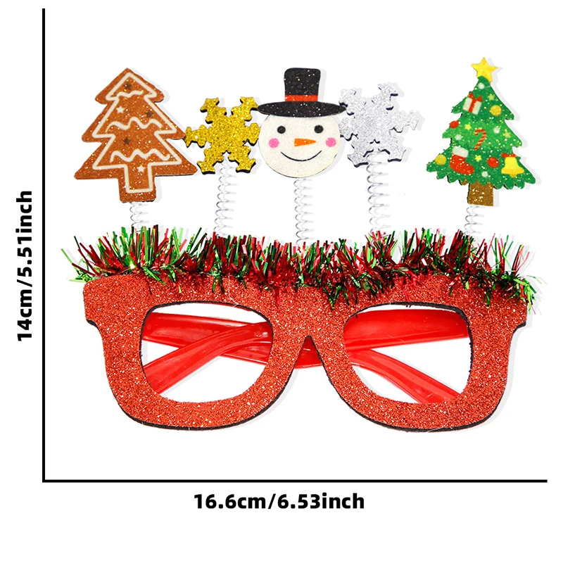 Christmas Cartoon Glasses, Festive Party Photo Props, Red And Green Striped Frames, Holiday Theme Decorations