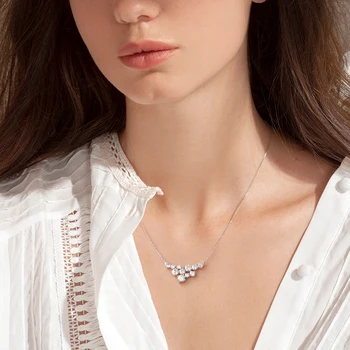 4.8cttw Full Moissanite Pendant Necklace for Women S925 Silver Round & Pear Cut Lab Diamond Necklace Party Wedding Jewelry Gift 5