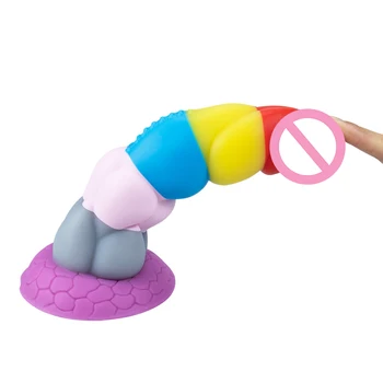 Rainbow Penis Huge Dildos Anal Plug Stimulates Vagina and Anus Soft Phallus Big Dick Sex Toys for Women 6 Colors Masturbation 5