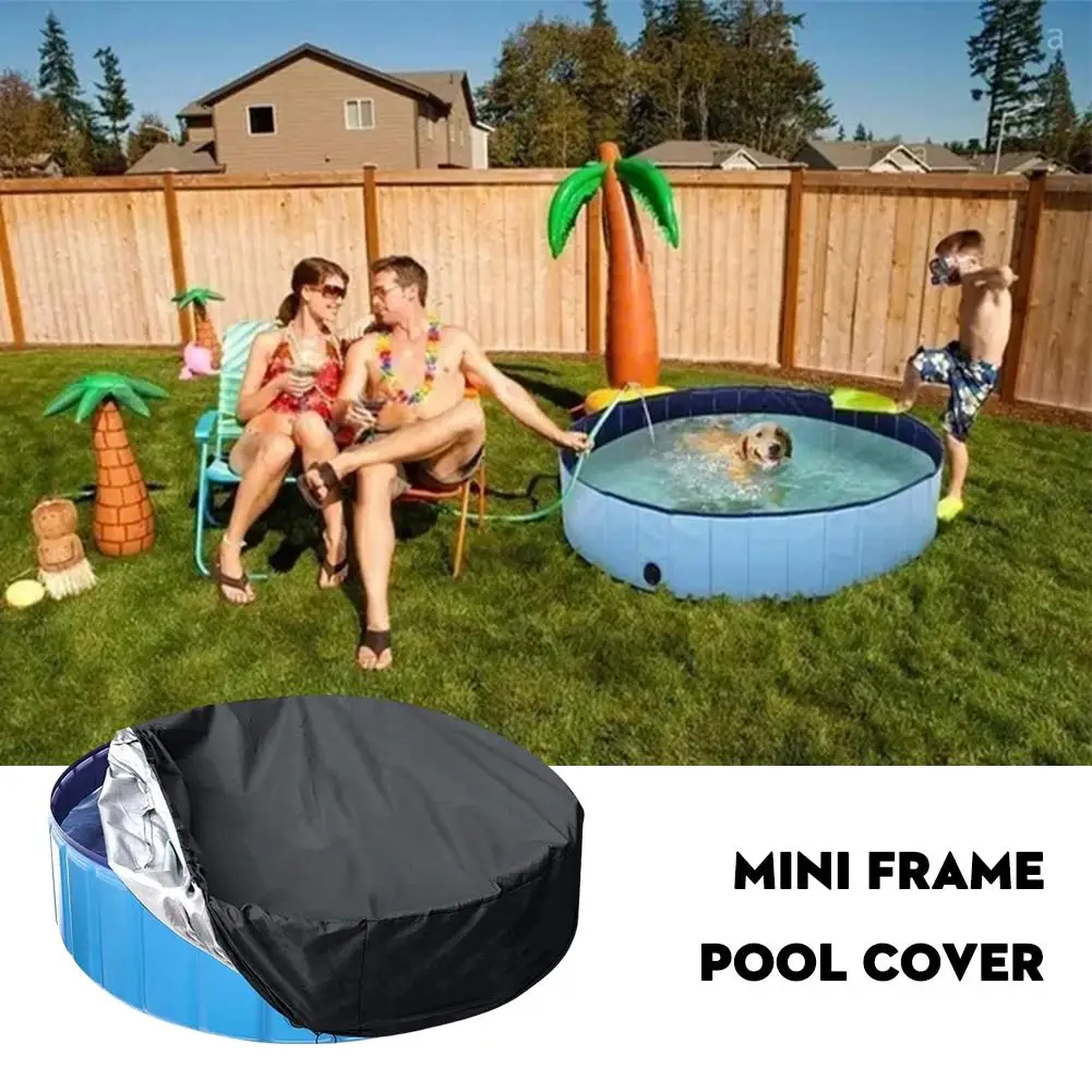 Portable Dog Pool Cover Round Easy Set Pool Cover Foldable Pet Bath Pool Cover Above Ground Bathing Tub Kiddie Pool Cover