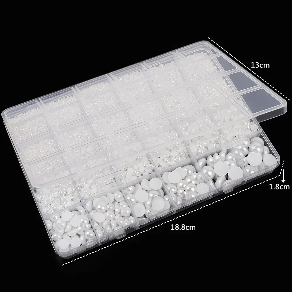 11330Pcs/Box Half Round Beads Flatback Rhinestone For Handmade Nail Art Gament Hat Decoration