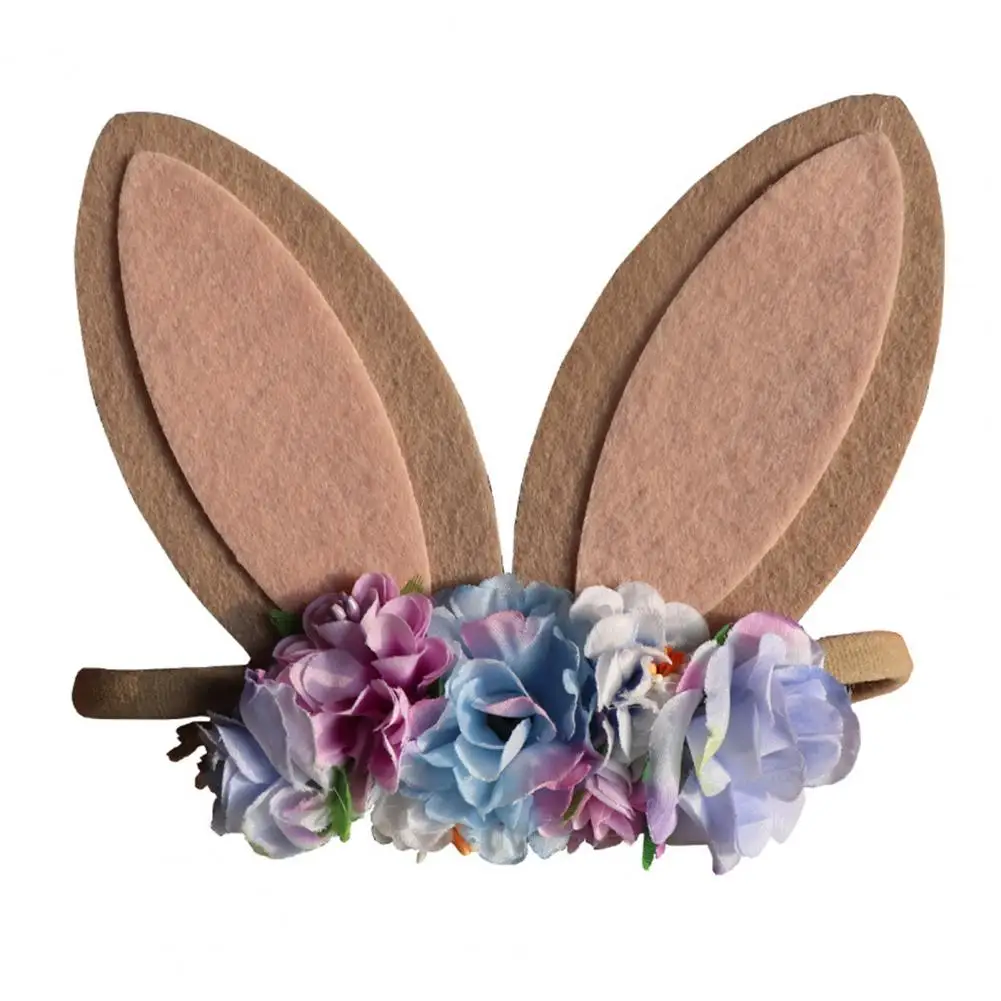 Welcome Spring Happy Easter Day Decor Big Rabbit Ears Headband Decor Beautiful Fine Knitted Cloth Headband Decor